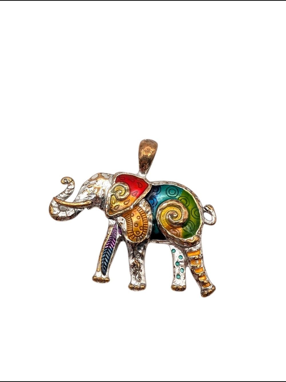 Multicolor Enamel Elephant Pendant Necklace - Women's Jewelry